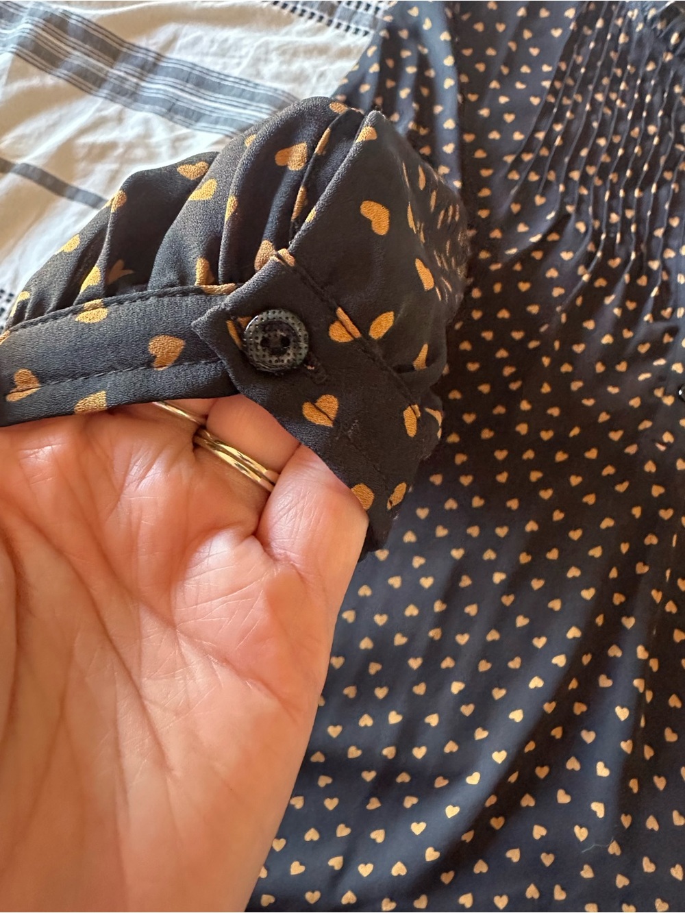Adrianna Papell Black Blouse with Gold Heart Print - Picture 4 of 4